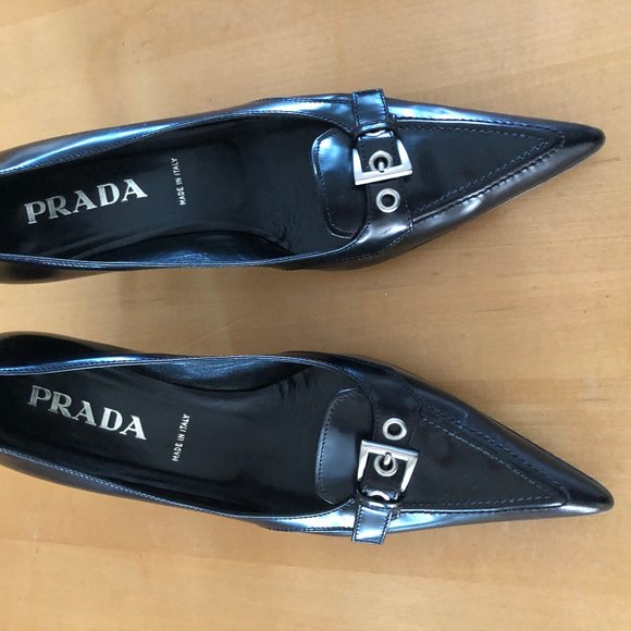 Prada Shoes - Prada Black Kitten Heels Pointed Toe Like New